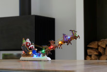 Julenisse m/reinsdyr og LED-lys